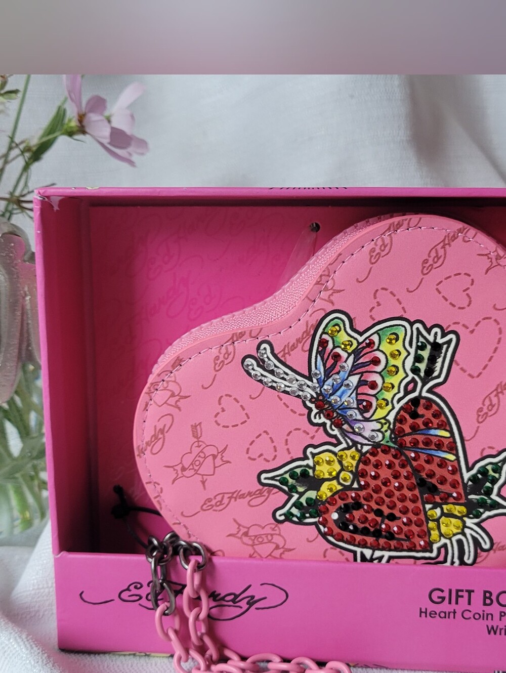 Ed Hardy Pink Heart Coin Wristlet